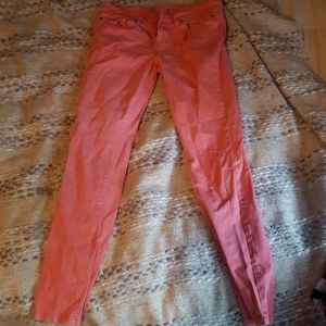 Salmon skinny jeans